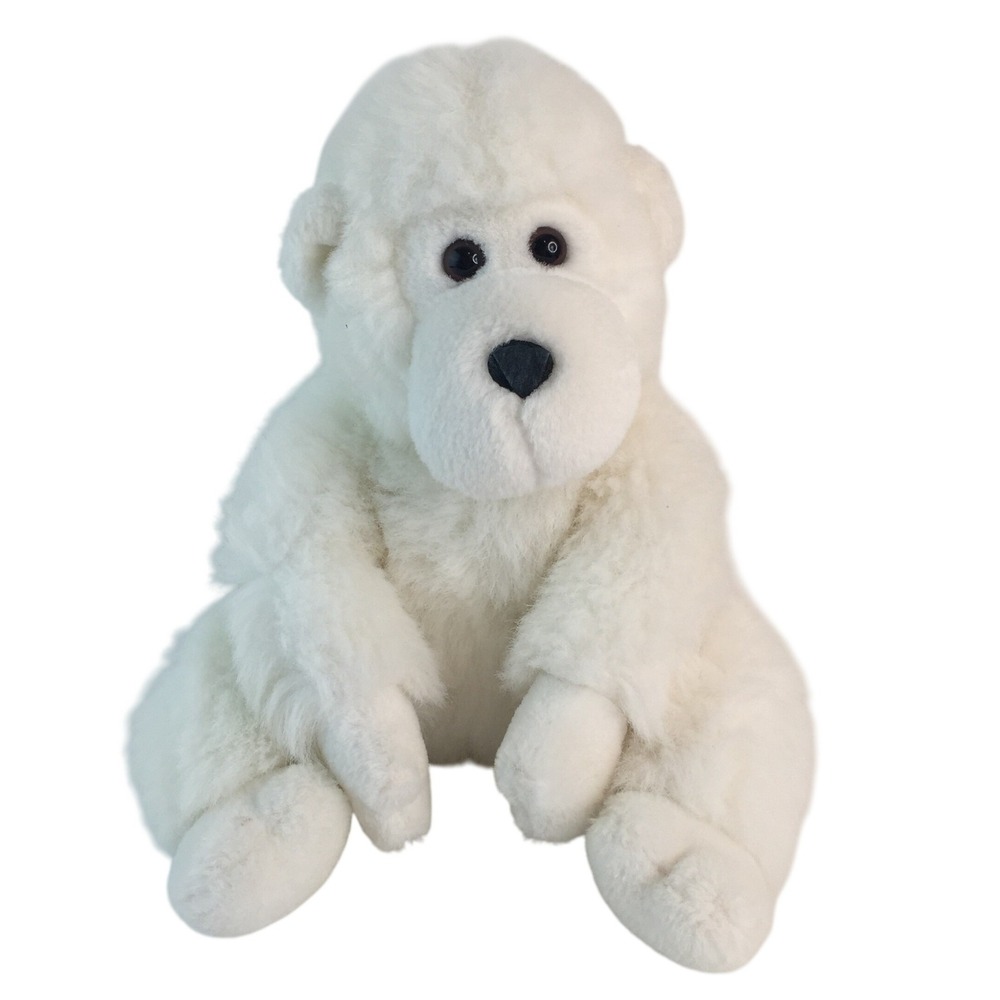 America Wego Plush Monkey 13.5 Inch White Gorilla Stuffed Animal Korea Vtg 1968‎